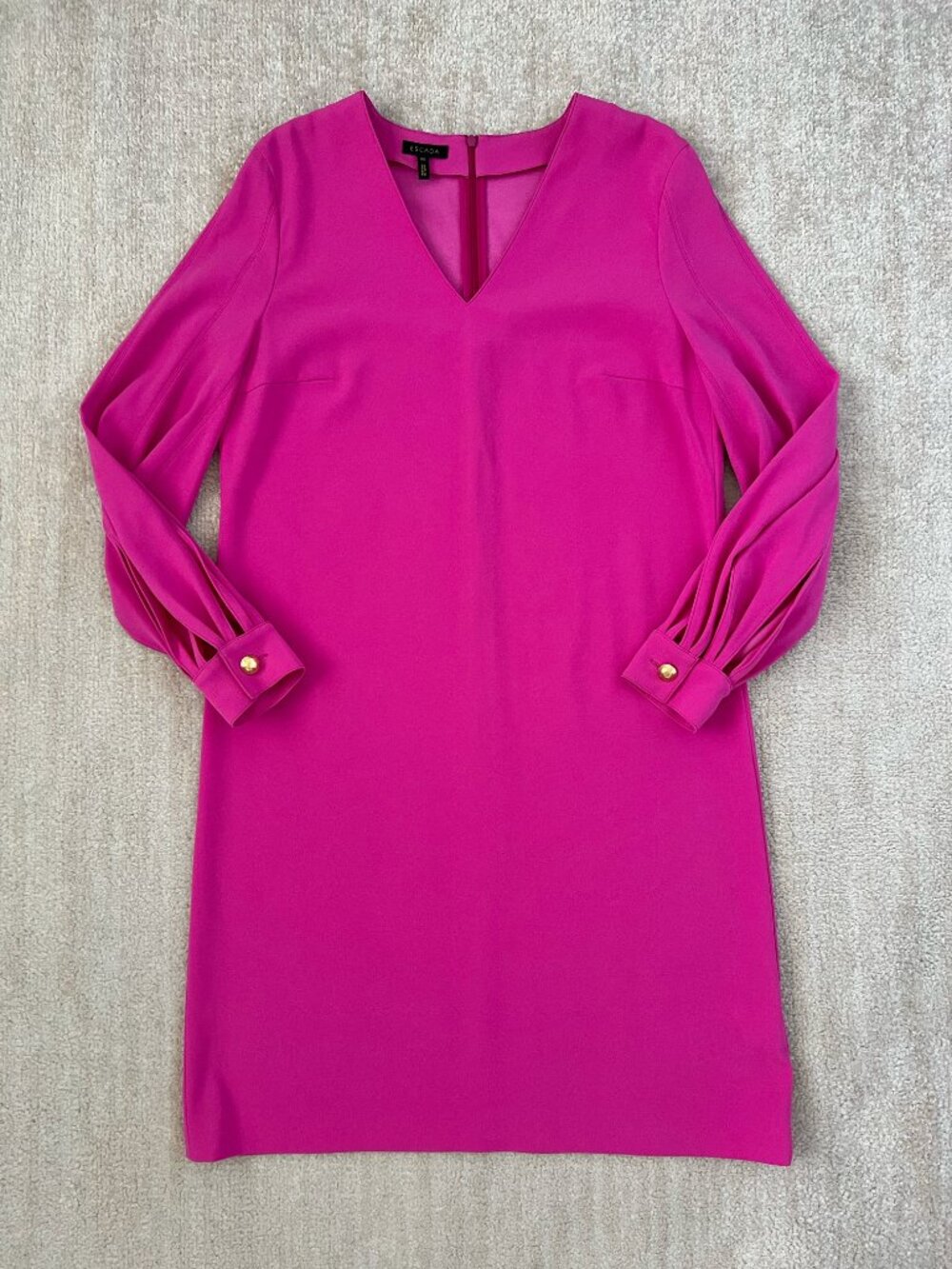 Escada Pink V Neck Work Midi Dress 38
